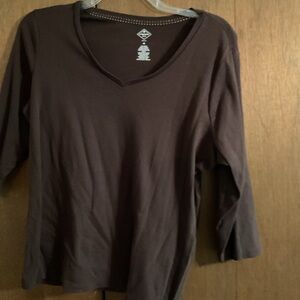 Brown V-Neck Women's Top